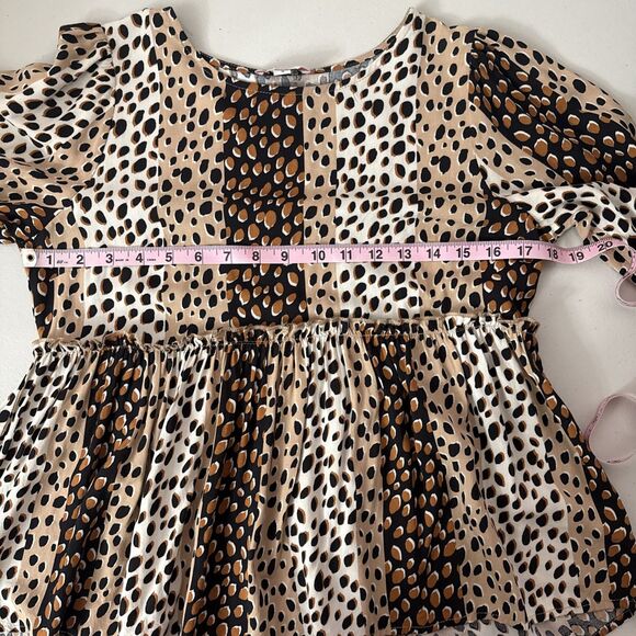 Andree by Unit Animal Leopard Print Baby Doll Top Women's Size Small Style 19899 - Picture 12 of 14